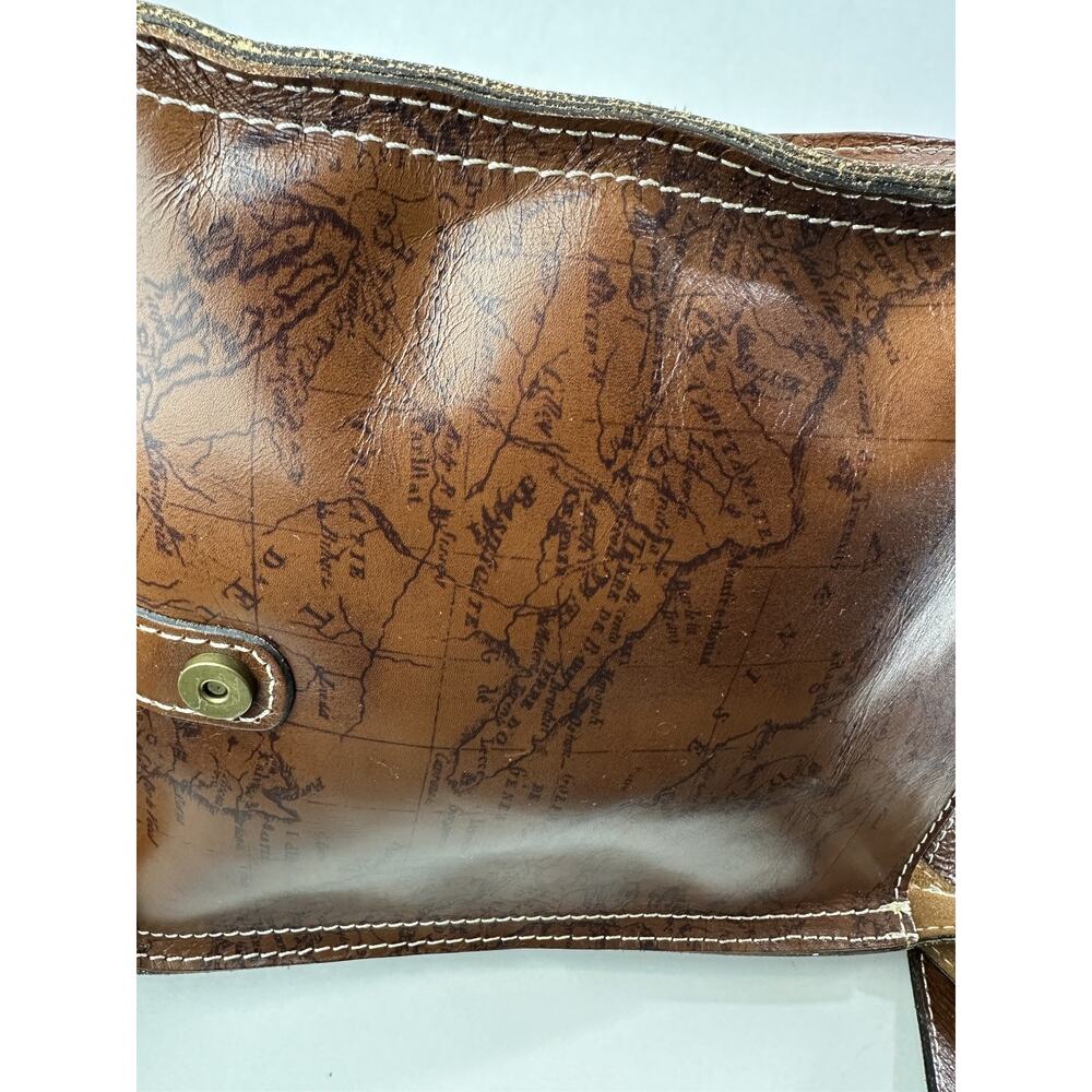 Patricia Nash Venezia Pouch Crossbody Purse Leather Map Print Bag in Brown - Picture 9 of 16